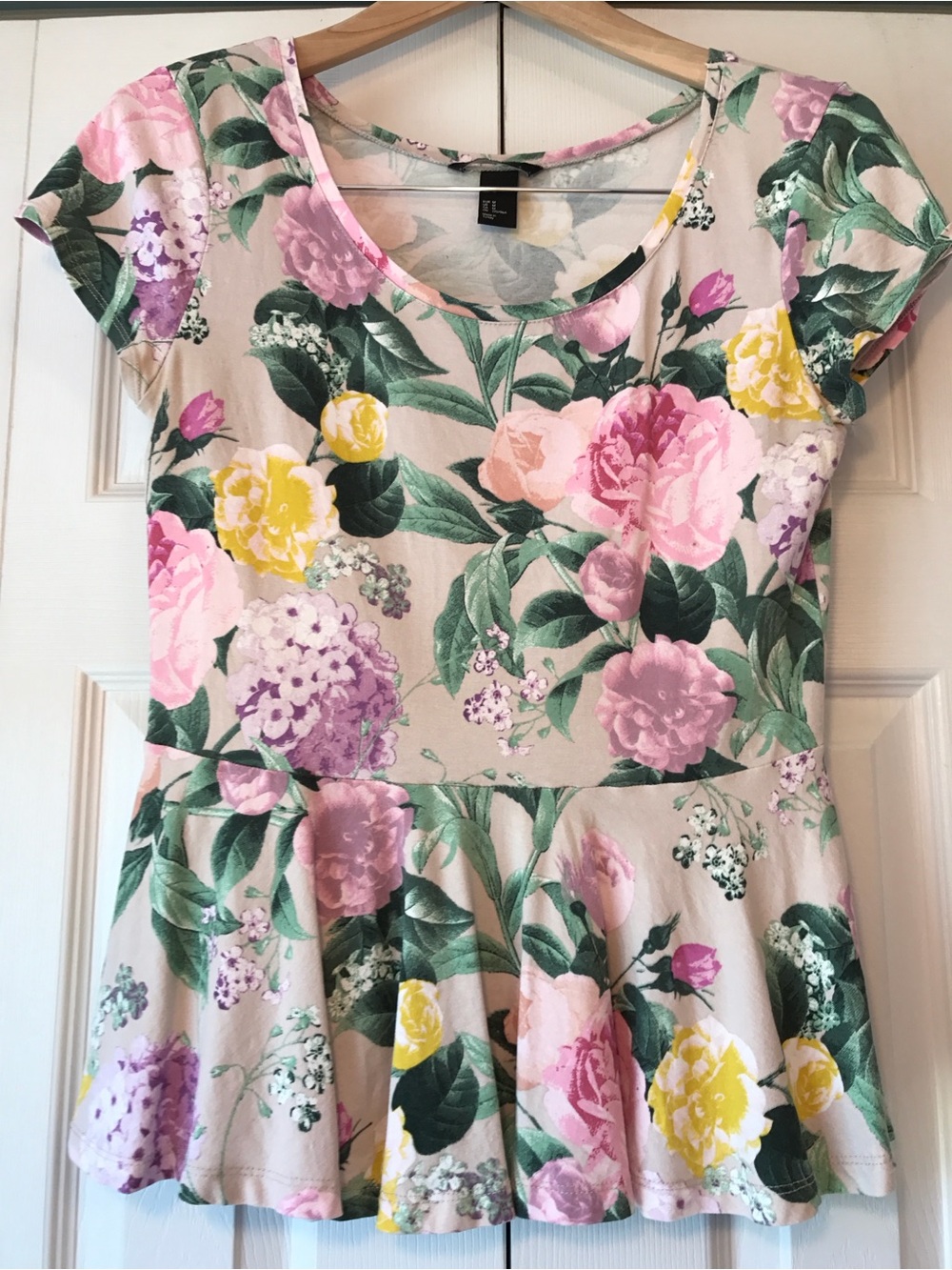 H&M Floral Peplum Top - Pink, Yellow & Green